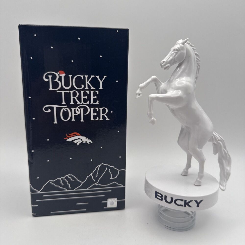 Bucky Tree Topper Figure CommonSpirit Denver Broncos White Horse Figurine 7"